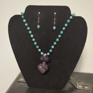 Amethyst and Amazonite Beaded Necklace Set